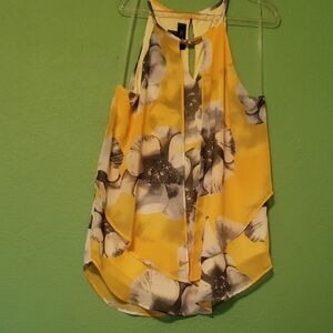 BCX Yellow and Gray Floral Blouse